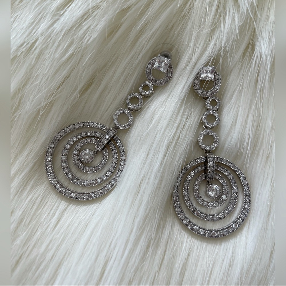 Circular Dangle Rhinestone Earrings - image 1